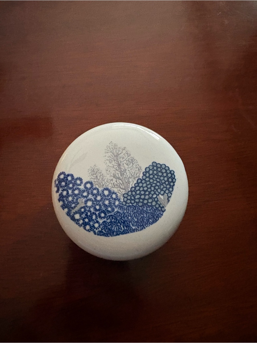 Blue Floral Ceramic Decorative Accent - Home Art